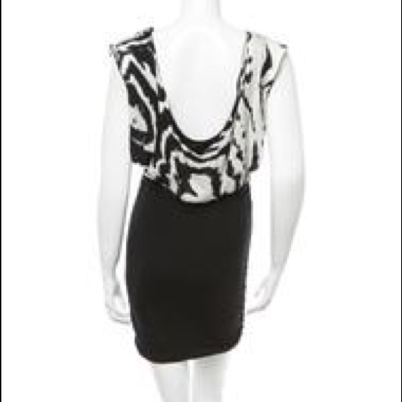 Alice + Olivia dress w/ zebra print, side ruching - Picture 4 of 11