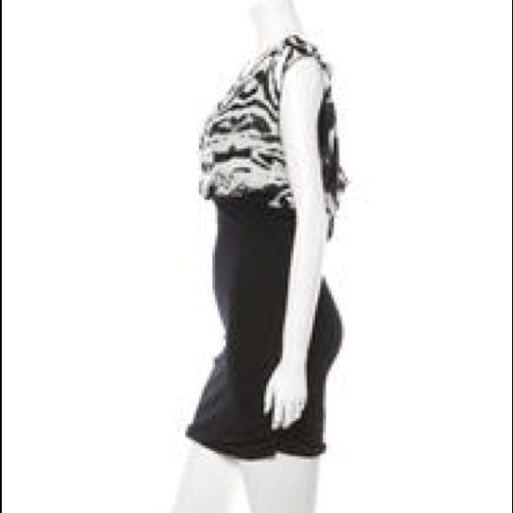 Alice + Olivia dress w/ zebra print, side ruching - Picture 2 of 11