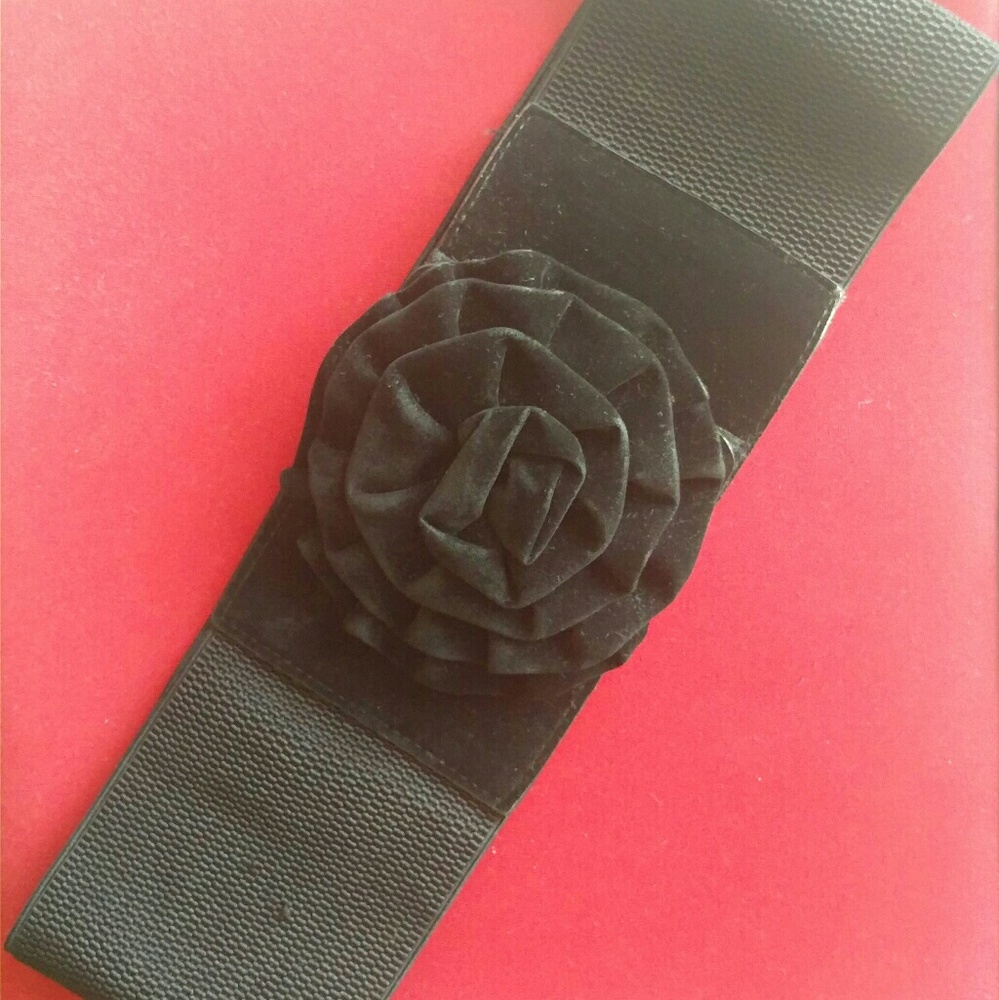 Black Flower Velcro Belt