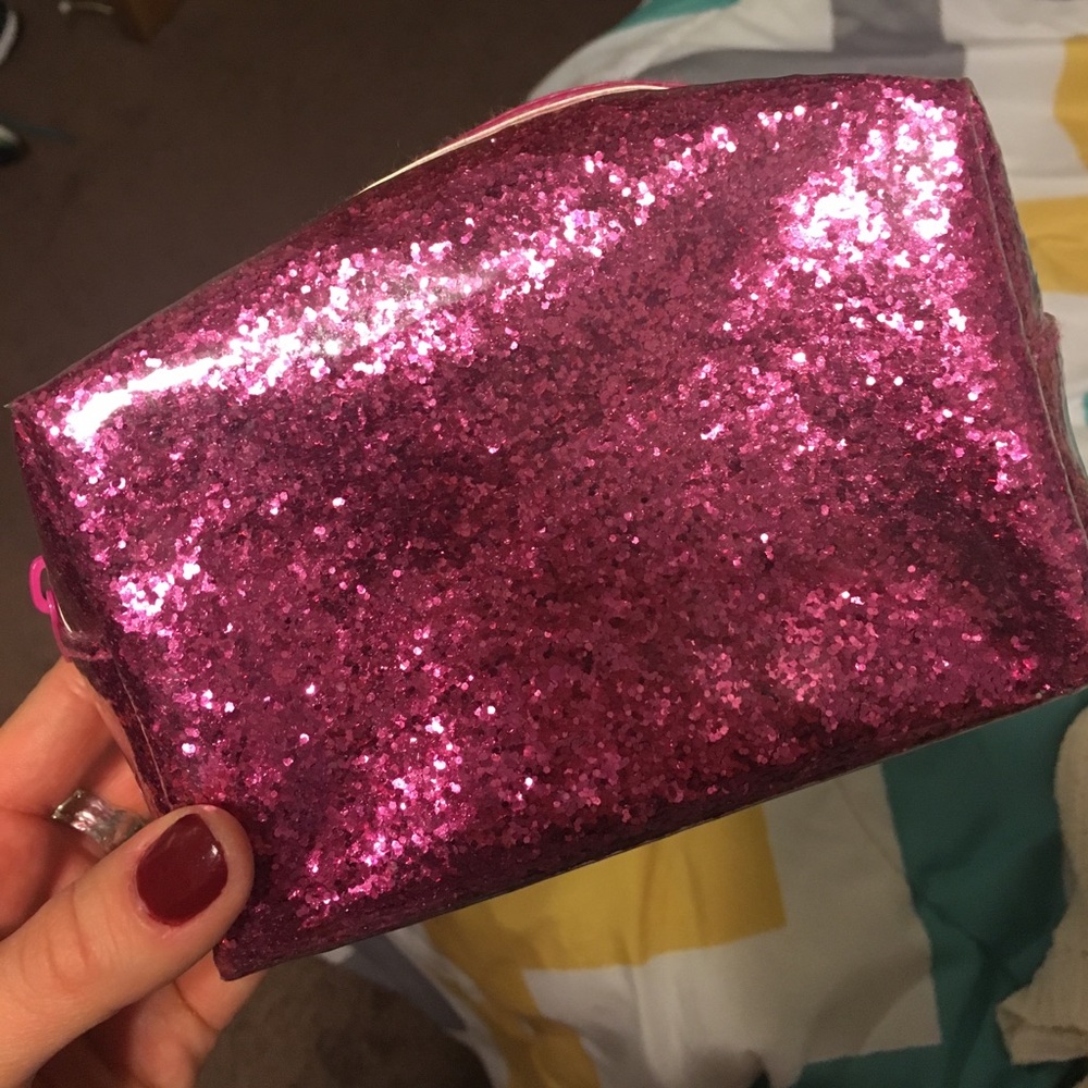 Pink sparkly makeup bag