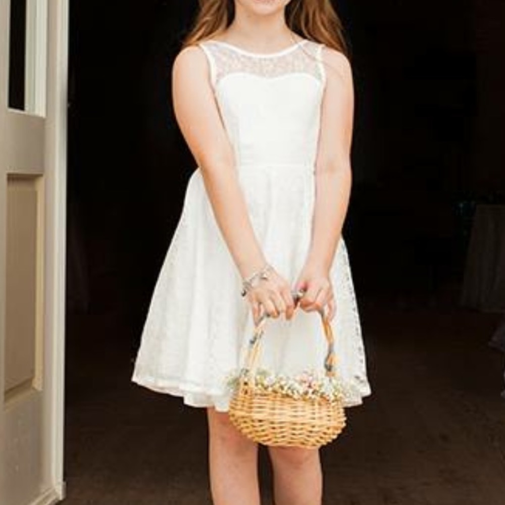 White Lace flower girl dress
