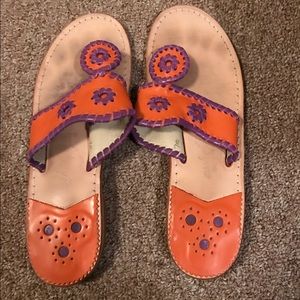 Jack Rogers Sandals, orange and purple sz 7