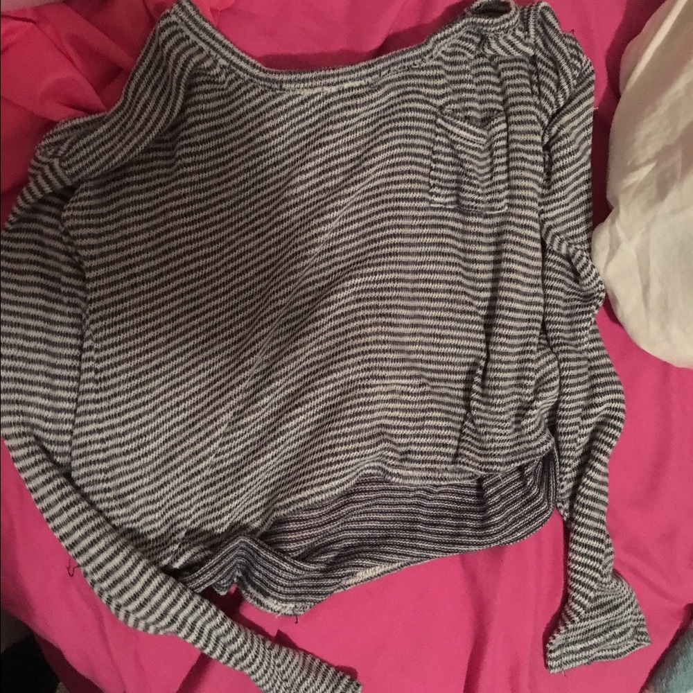 HCO Striped Crop Sweater with Pocket