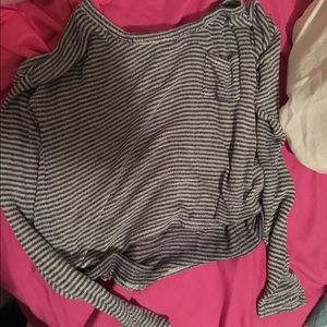 HCO Striped Crop Sweater with Pocket