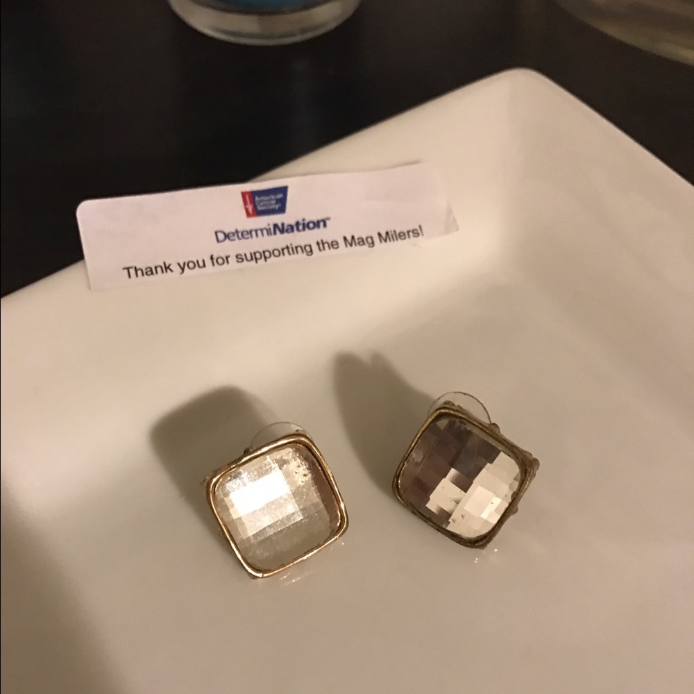 Faux Stone and Gold Earrings