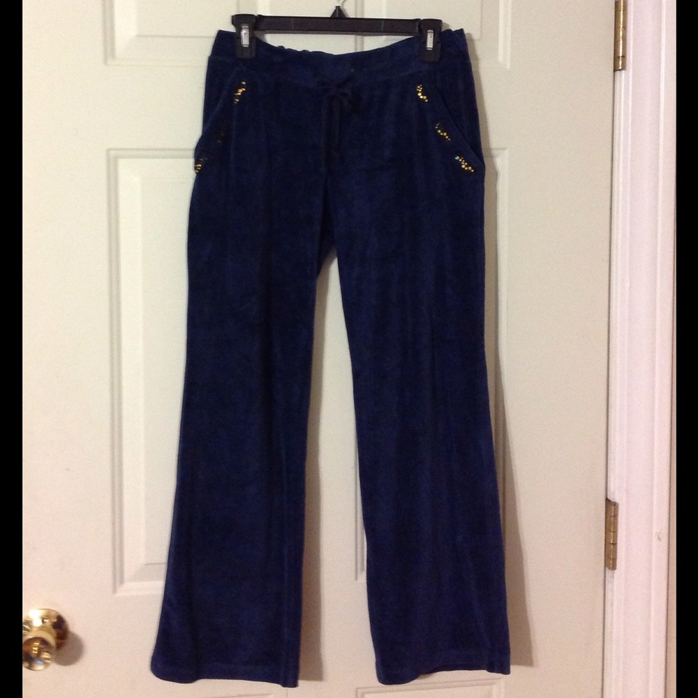Navy Blue Velour Pants