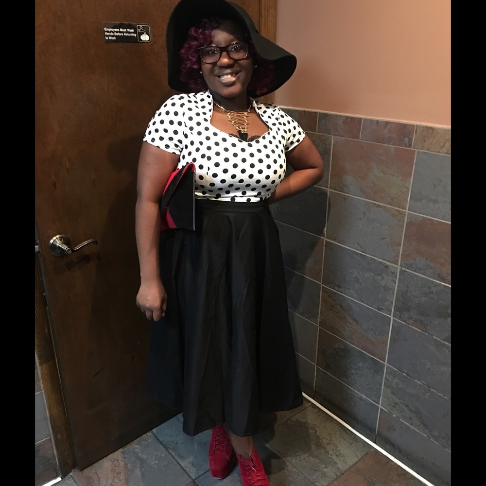 Black and white poka dot vintage dress