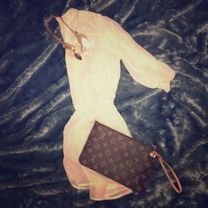 Cream sheer shirt with waist cinching & lace