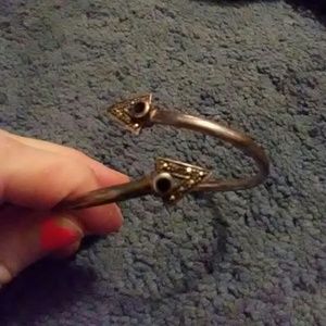 Antique Silver Bracelet w/ Onyx & Diamond chips