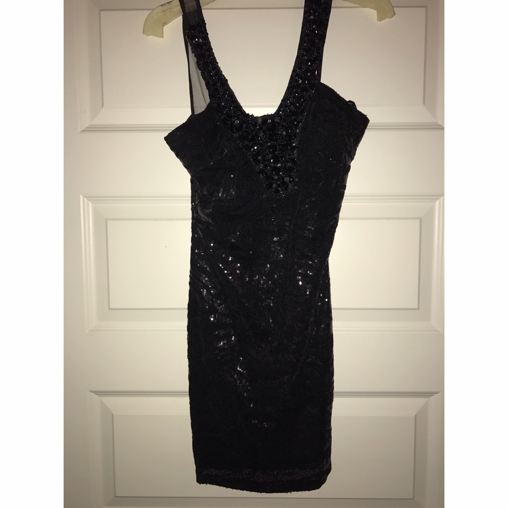 Black sequins cocktail dress