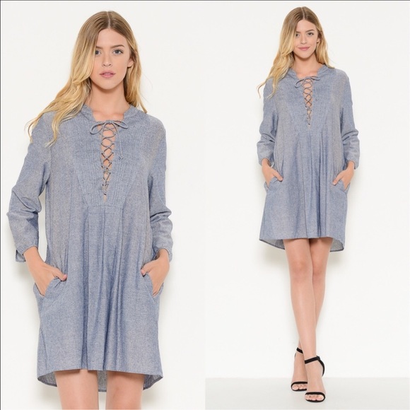 Esley Dresses & Skirts - 🆕Lace Up Woven Dress From Esley Collection Esley Dresses & Skirts - 🆕Lace Up Woven Dress From Esley Collection