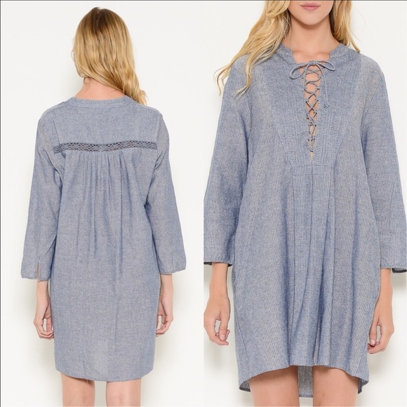 🆕Lace Up Woven Dress From Esley Collection - Picture 2 of 3