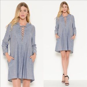 🆕Lace Up Woven Dress From Esley Collection