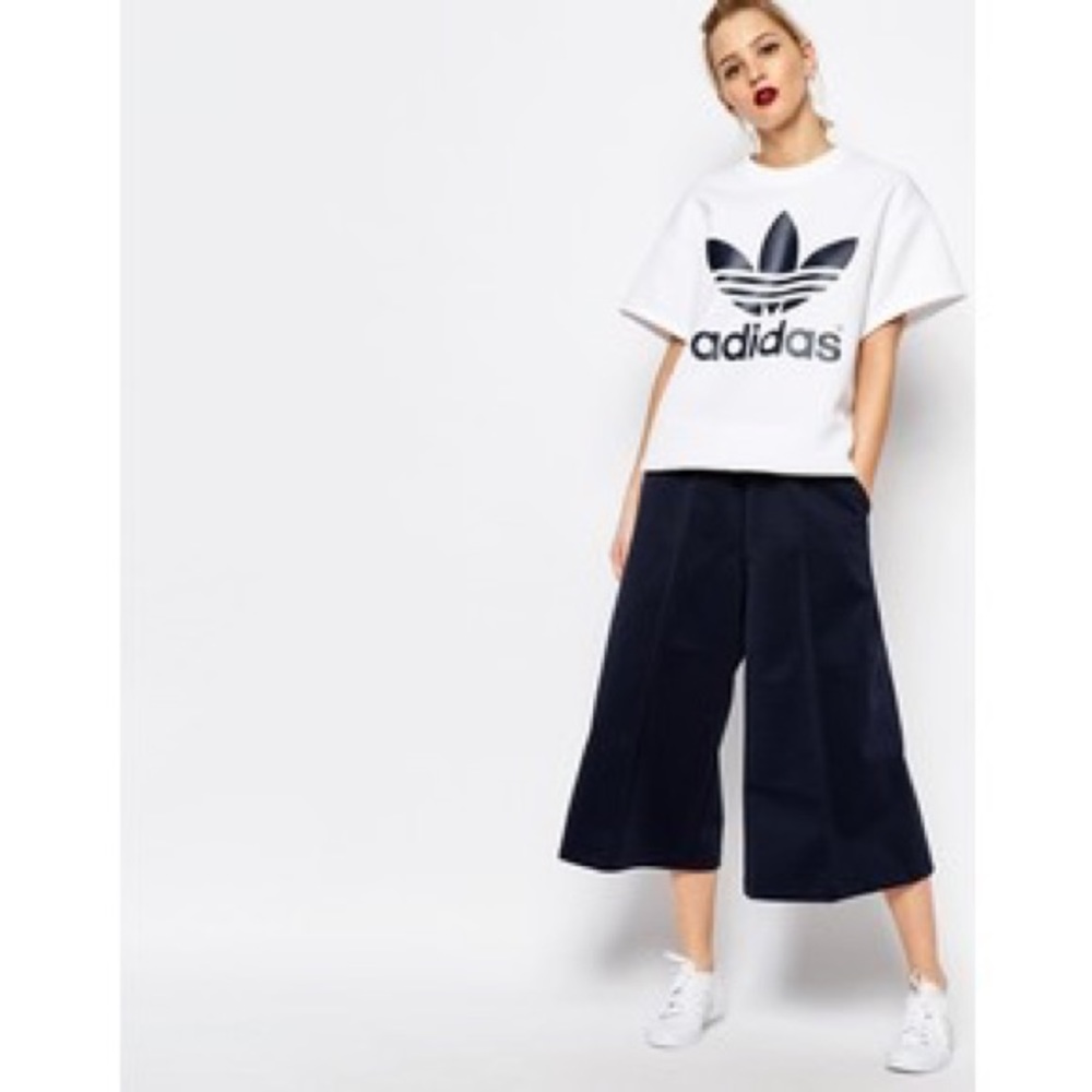 Adidas x HYKE Navy Pleated Culottes NWT