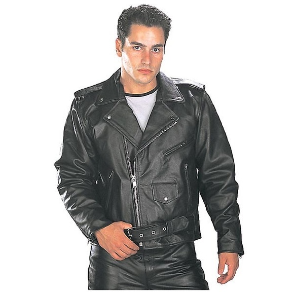 Men's Leather Motorcycle Jacket - Picture 2 of 4