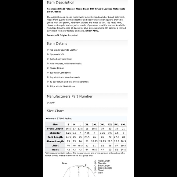 Men's Leather Motorcycle Jacket - Picture 3 of 4