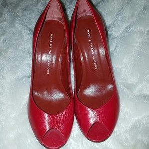 Marc Jacobs red peep toe heels size 6