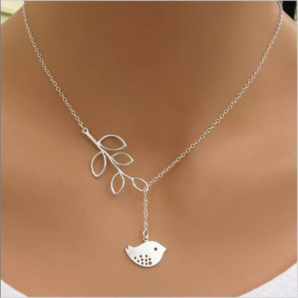 Delicate song bird leaves 🍃 lariat necklace - Picture 6 of 6