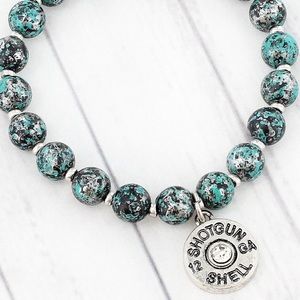 12 GAUGE SHOTGUN SHELL BEADED STRETCH BRACELET