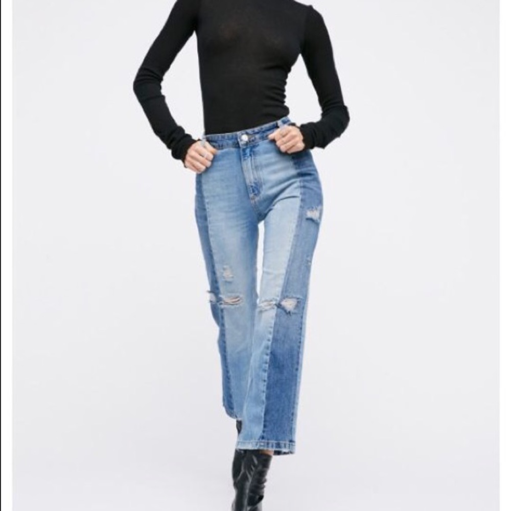 Free People Patchwork Skinny Jeans