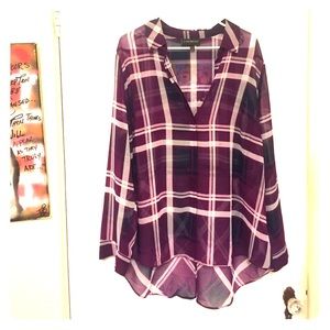 Lane Bryant Sheer Plaid Blouse