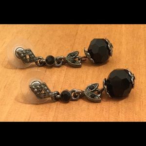 Express Black Beaded Drop Earrings