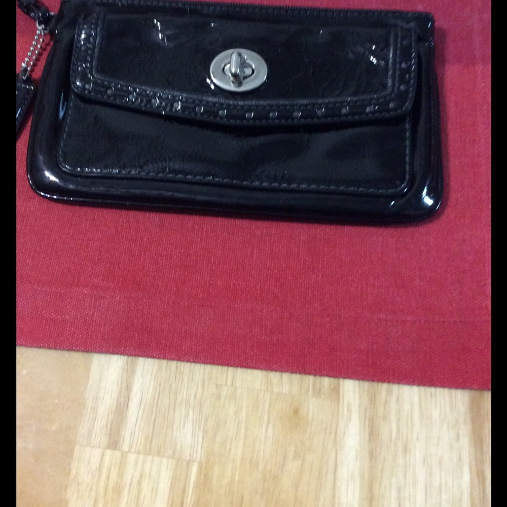 Coach Patented Leather Zippered Wristlet