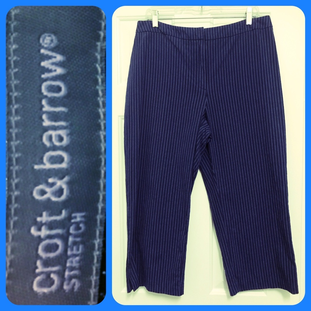craft & barrow 🦋 pin-stripped capris, size 12-14