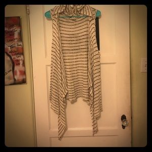 Black and Eggshell Stripped Knit Vest