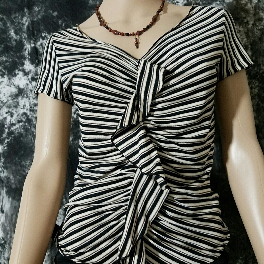 Banana republic stripe Ruffle v neck top