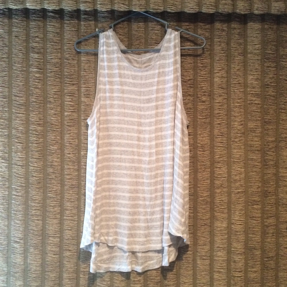 Merona Grey & White Stripe Flowy Swing Tank • L