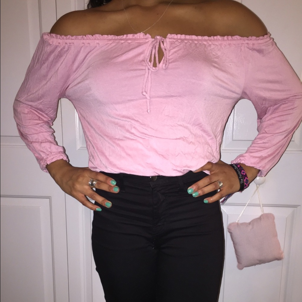 INC LIGHT PINK SHOULDER BLOUSE