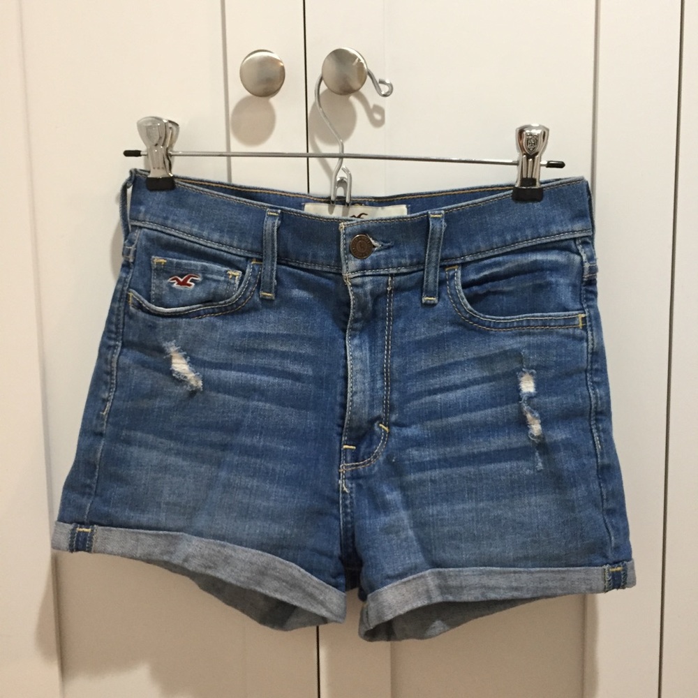 Hollister high waisted slightly distressed shorts