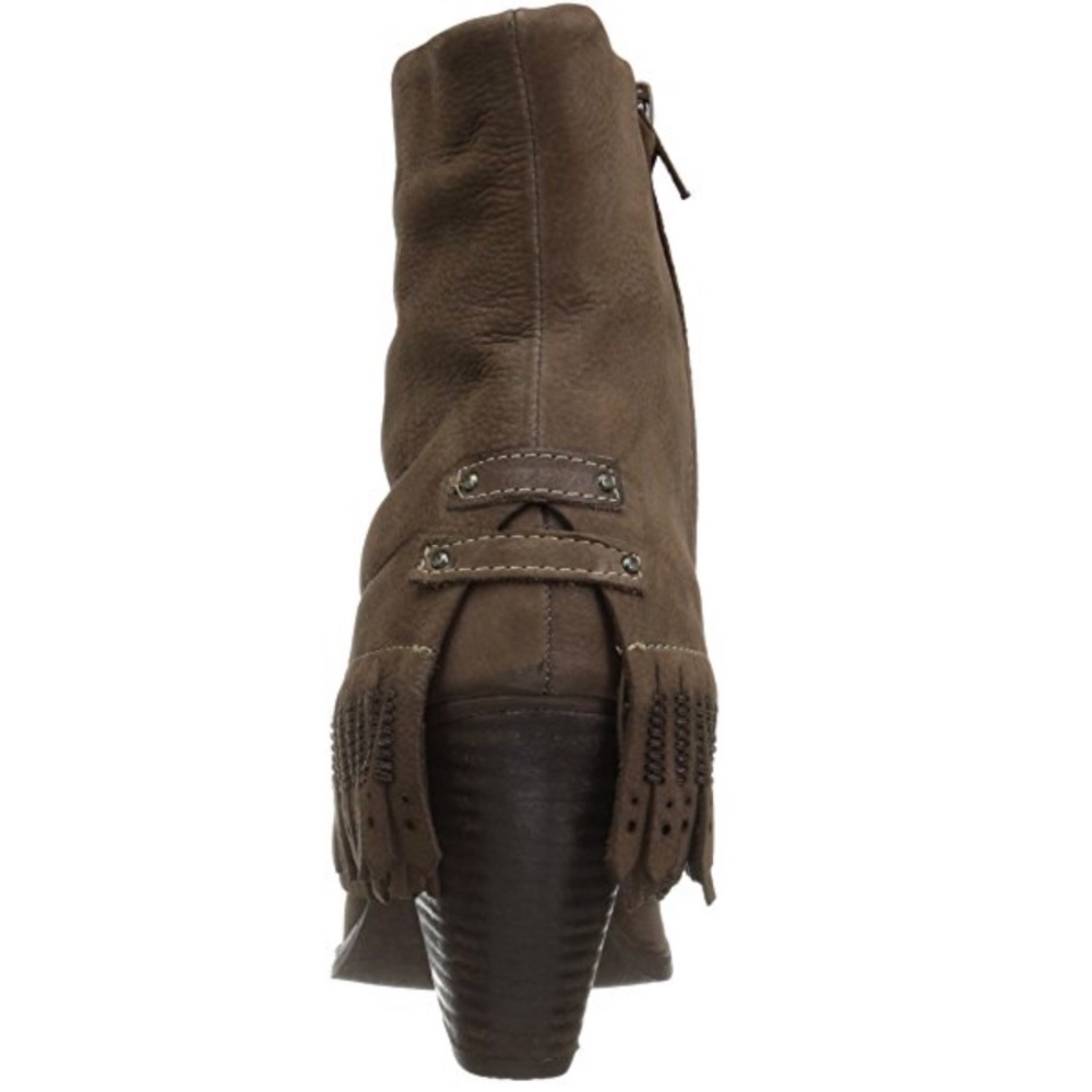 Tazas Brown Boho Fringe Mid Calf Leather Booties - Picture 6 of 7