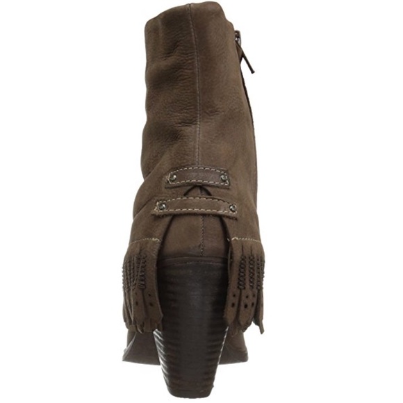Tazas Brown Boho Fringe Mid Calf Leather Booties - Picture 6 of 7