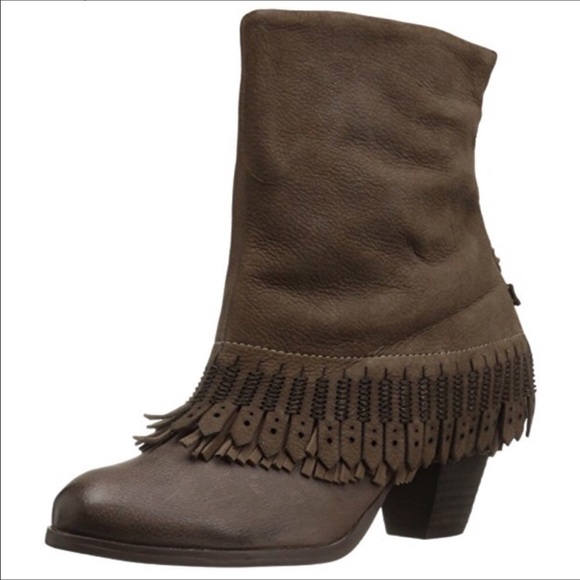 Tazas Brown Boho Fringe Mid Calf Leather Booties - Picture 7 of 7