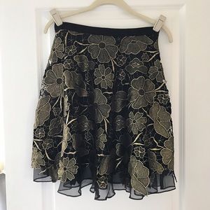 Anthropologie gold a-line skirt