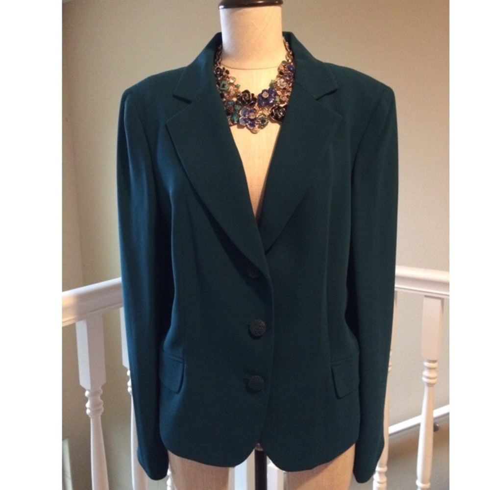 NWOT Casual Corner Teal Crepe Pants Suit Size 16