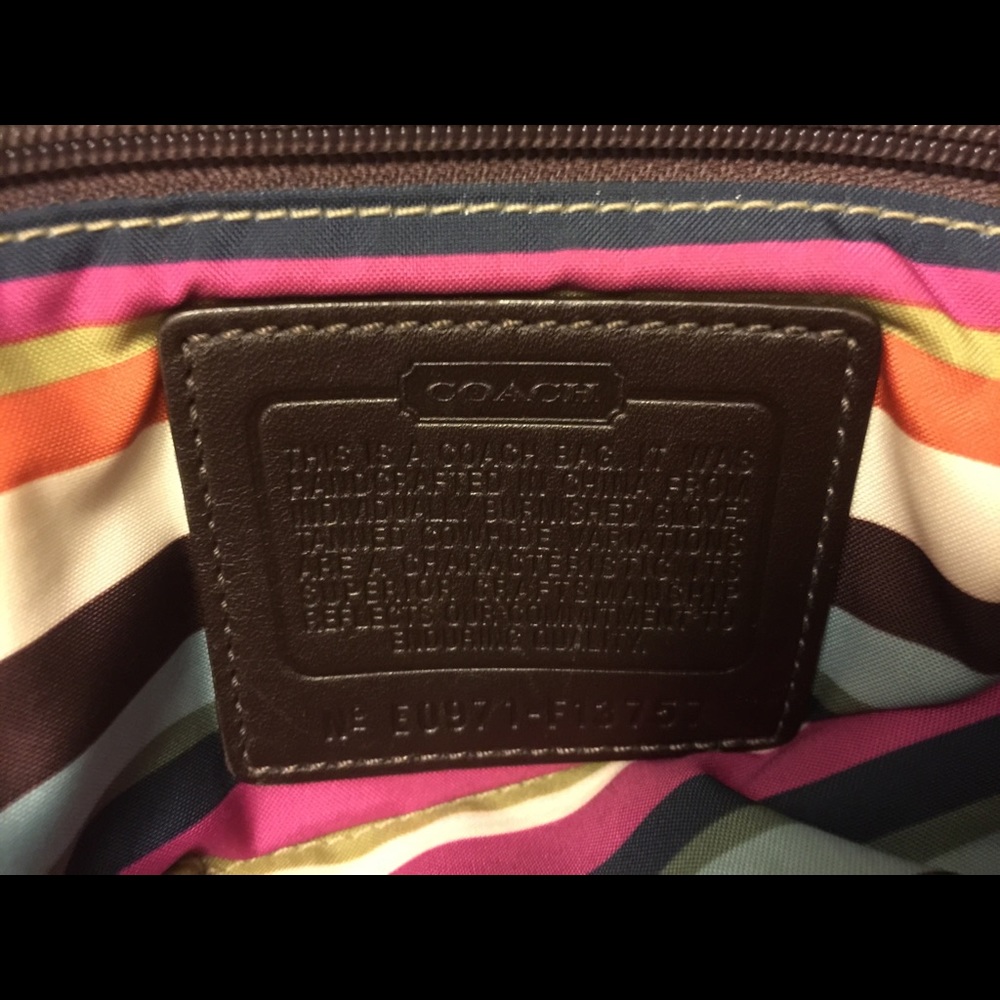 SOLD Coach Purse- Dark Brown Leather- Striped Int. - Picture 4 of 7