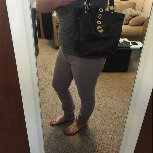 SOLD Coach Purse- Dark Brown Leather- Striped Int. - Picture 7 of 7