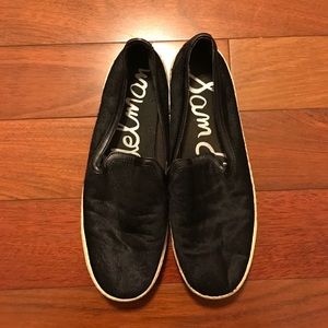 Sam Edelman Black Fur Slip On Sneakers