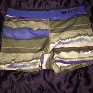 PURPLE BLACK GREY PATTERN NIKE PRO SPANDEX SHORTS