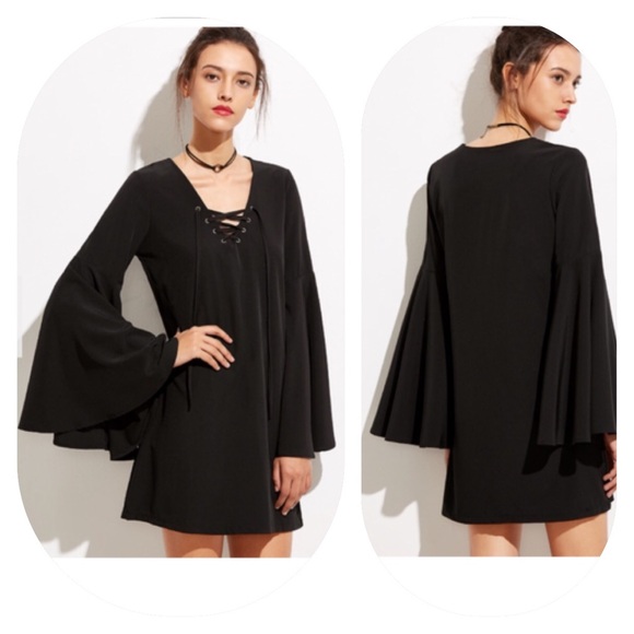 LAST ONE! ✨LACE-UP Bell Sleeve dress - Picture 2 of 2