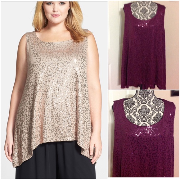 Marina 'Vermicelli' Burgundy High Low Tank Top - Picture 1 of 3