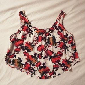 Floral Flowy Open Back Crop Tank
