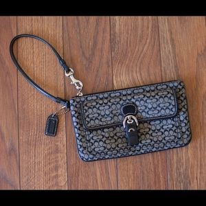 Coach signature wristlet, black and gray