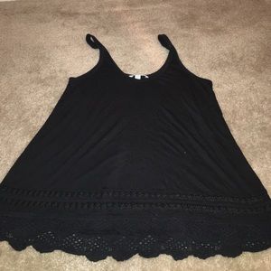 Lace trimmed black tank top
