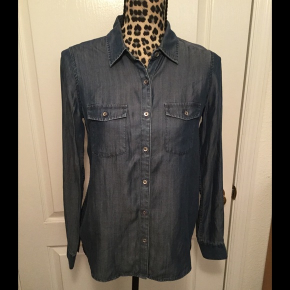 White House Black Market Long-sleeve Denim Shirt - Picture 1 of 4