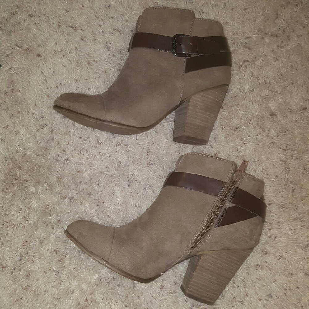 Brown Buckled Ankle Booties