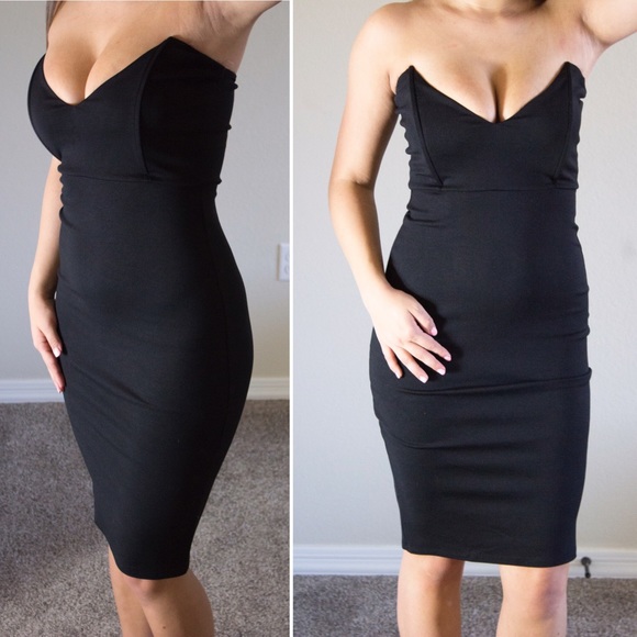 Little Black Strapless Dress - Picture 3 of 5